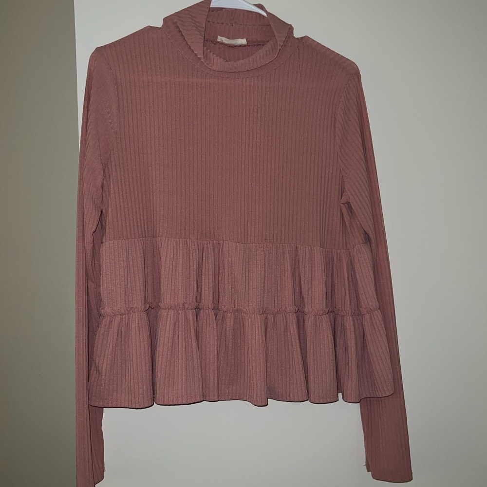 Women's Ruffled Long Sleeve Top - Pink